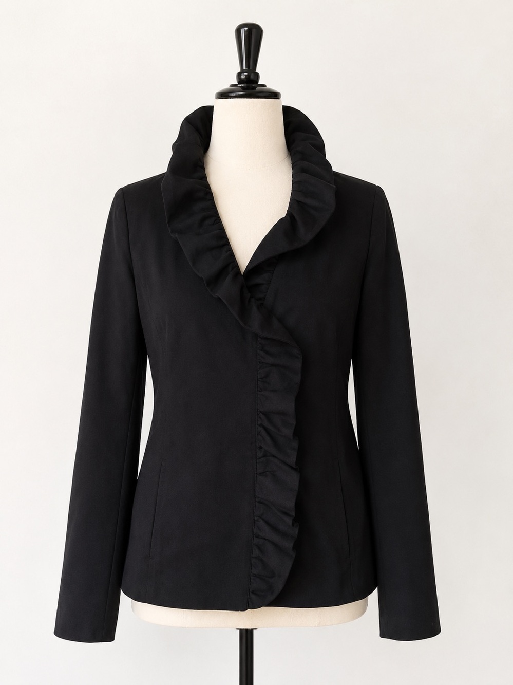 INC International Concepts Petite Black Ruffle Blazer Jacket PL